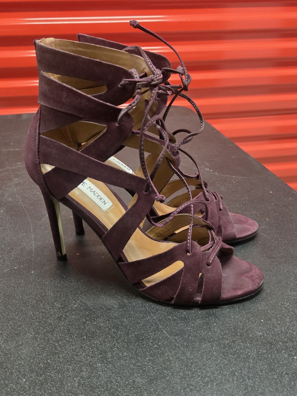 Steve Madden Women’s Lace-Up Strappy Heels in Plum Size 8.5